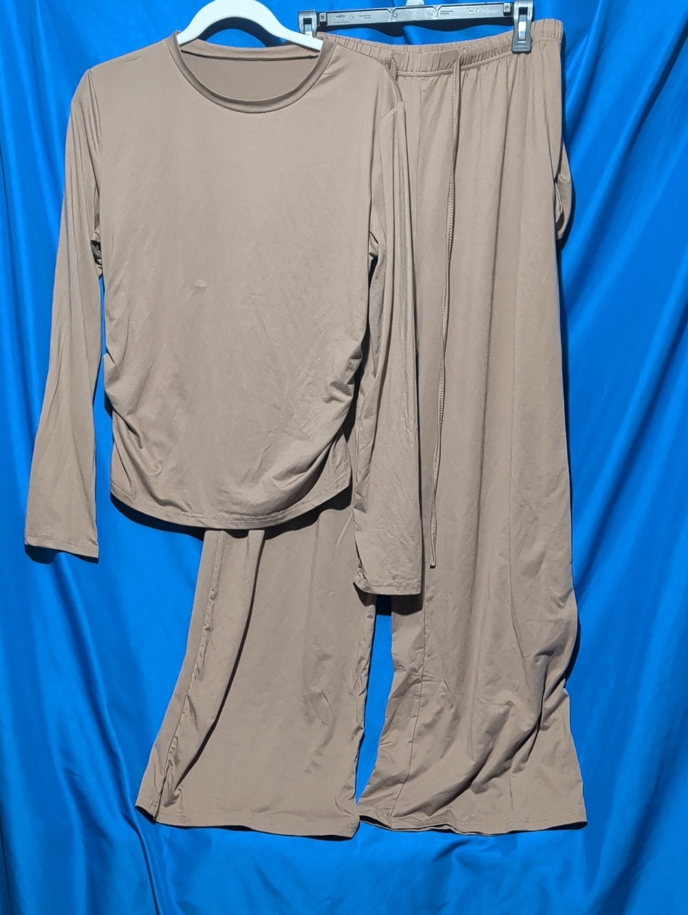 Women's XXL Long Sleeve Lounge Set in Taupe - Comfortable Sleepwear